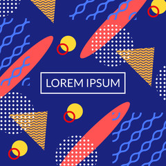 Wall Mural - cover design, banner, card, flyer, poster template. memphis style cover with geometric patterns and 