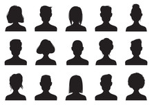 Profile Icons Silhouettes. Anonymous People Face Silhouette, Woman And Man Head Avatar Icon. Chat Male Or Female Images Vector Set