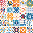Portugal seamless pattern. Vintage mediterranean ceramic tile texture. Geometric tiles patterns and wall print textures vector set