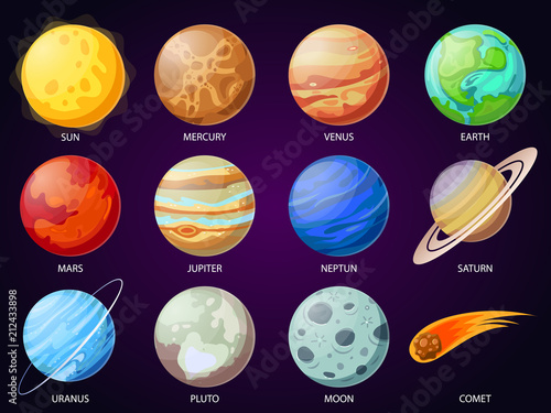 Fotomural Cartoon solar system planets