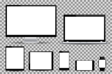 Poster - Set technology devices with white display - for stock