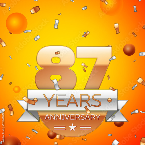 Realistic Eighty Seven Years Anniversary Celebration Design Banner