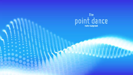 Wall Mural - vector abstract blue particle wave, points array, shallow depth of field. futuristic illustration. t