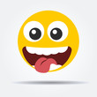 Silly emoticon in a flat design. Isolated emoticon