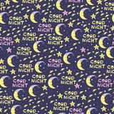 Fototapeta Młodzieżowe - Cute seamless pattern for baby with moon and stars. Good Night. Cool background for kids. 