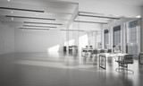 Fototapeta  - Office interior design in whire color and rays of light from win