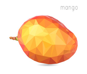 Mango, geometric polygonal fruit, triangles, vector illustration