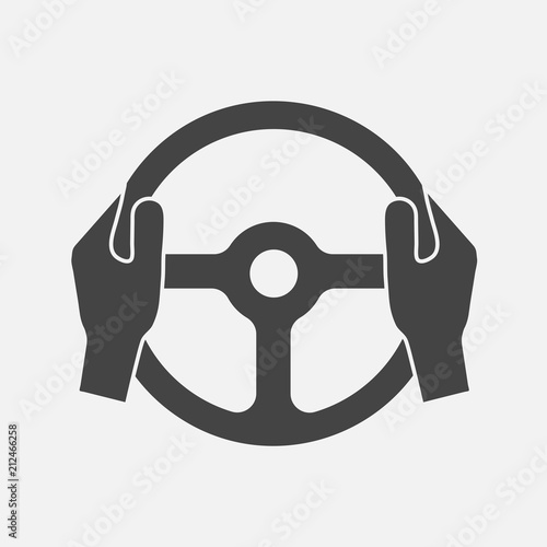 Cuadros en Lienzo Vector icon of car steering wheel and driver's hands