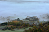 Fototapeta Miasto - Morgennebel auf der Schwaebischen Alb