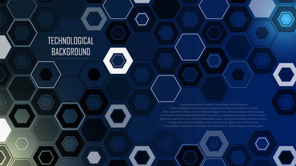 Canvas Print - Technological background from hexagons and figures