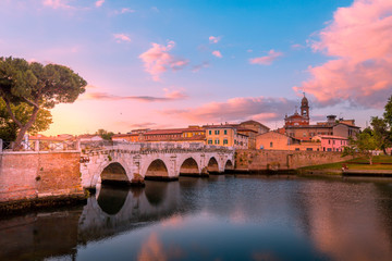 Famous bridge in Rimini, Italy