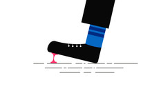 Bad Day Idea. Foot Stuck In Chewing Gum On Street Vector Illustration