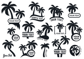 Wall Mural - Black vector palm tree logo templates