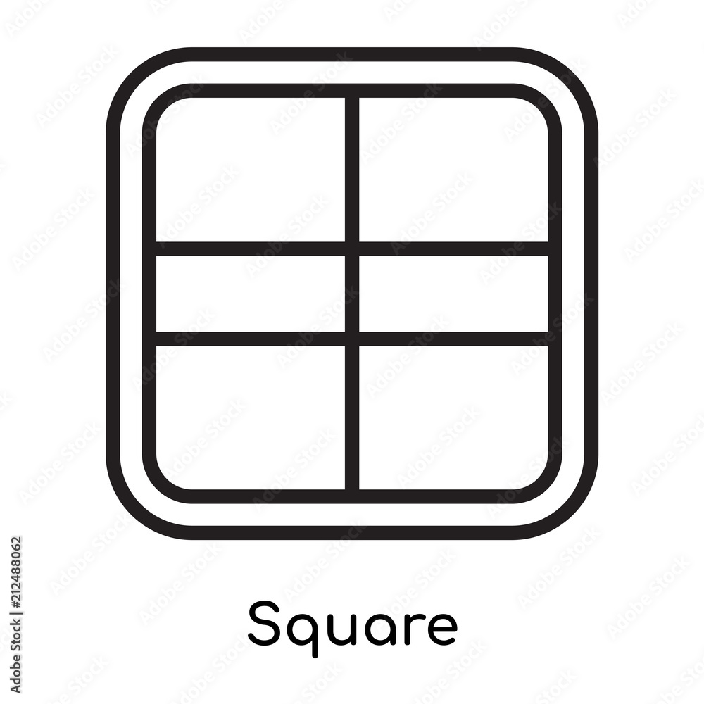 Square icon vector sign and symbol isolated on white background, Square logo concept