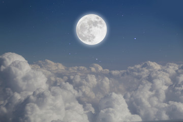 Wall Mural - romantic night. full moon over cloudscape.