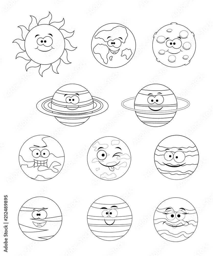 Colorless set of solar system planets. Vector illustration isola Stock ...