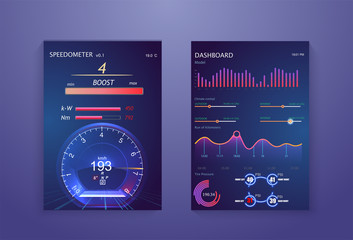 Aufkleber - Mobile interface screen to operate the car.Car service in the style of HUD. Virtual graphical interface Ui HUD Autoscanning, analysis and diagnostics, Abstract vector science. 