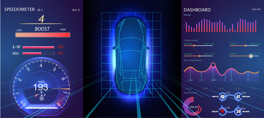 Futuristic user interface. HUD UI. Abstract virtual graphic touch user interface. Cars infographic. Vector science abstract. Vector illustration.