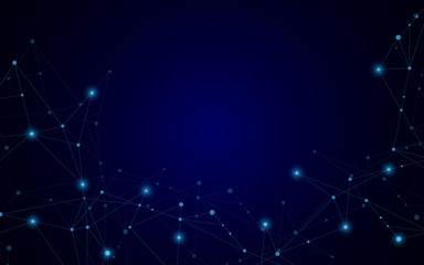 Abstract connection background with lines and dots vector. Geometric network connection and polygonal background.