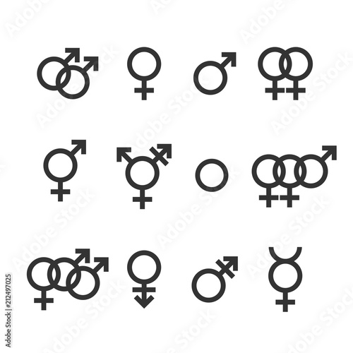 Gender Icon Female Male Gay Lesbian Transgender Bisexual Symbol Vector Illustration Flat Design Stock Vector Adobe Stock