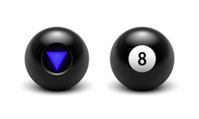 Vector Illustration Magic 8 Ball Set. Eight. Isolated On A Transparent Checkered Background EPS10