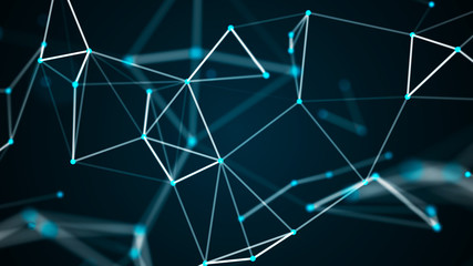 Poster - Abstract technology futuristic background. Big data visualization. Block chain network concept. 3D rendering.