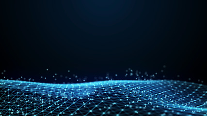 Fototapete - Abstract 3d rendering dots and lines. Technology background. Big data visualization. Artificial intelligence. Plexus.