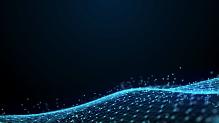 Fototapete - Abstract 3d rendering dots and lines. Technology background. Big data visualization. Artificial intelligence. Plexus.