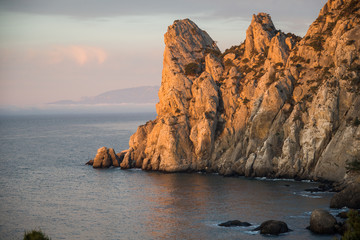 Wall Mural - Dawn near the village Novyi Svit (New light). City district Sudak, the Republic of Crimea.