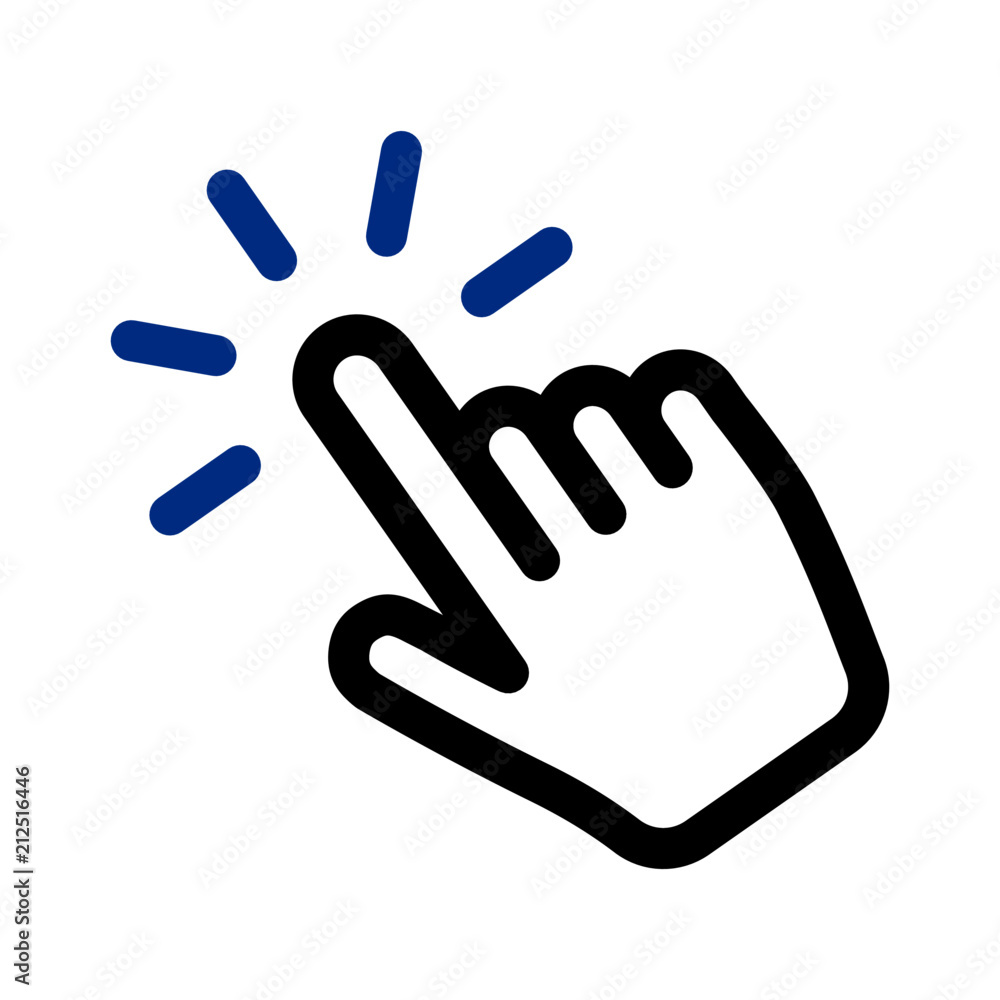Hand clicking icon, click pointer vector Stock Vector | Adobe Stock, image size:1000x1000