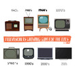 television history. tv retro vintage modern. 1980 1990 1970 1960 1950 1940. vector illustration. first tv. set elements. 