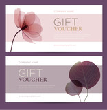 Fototapeta  - Gift card with floral decoration. Invitation card. Coupon template. Background for the invitation, shop, beauty salon, spa. 