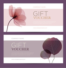 Gift Card With Floral Decoration. Invitation Card. Coupon Template. Background For The Invitation, Shop, Beauty Salon, Spa. 