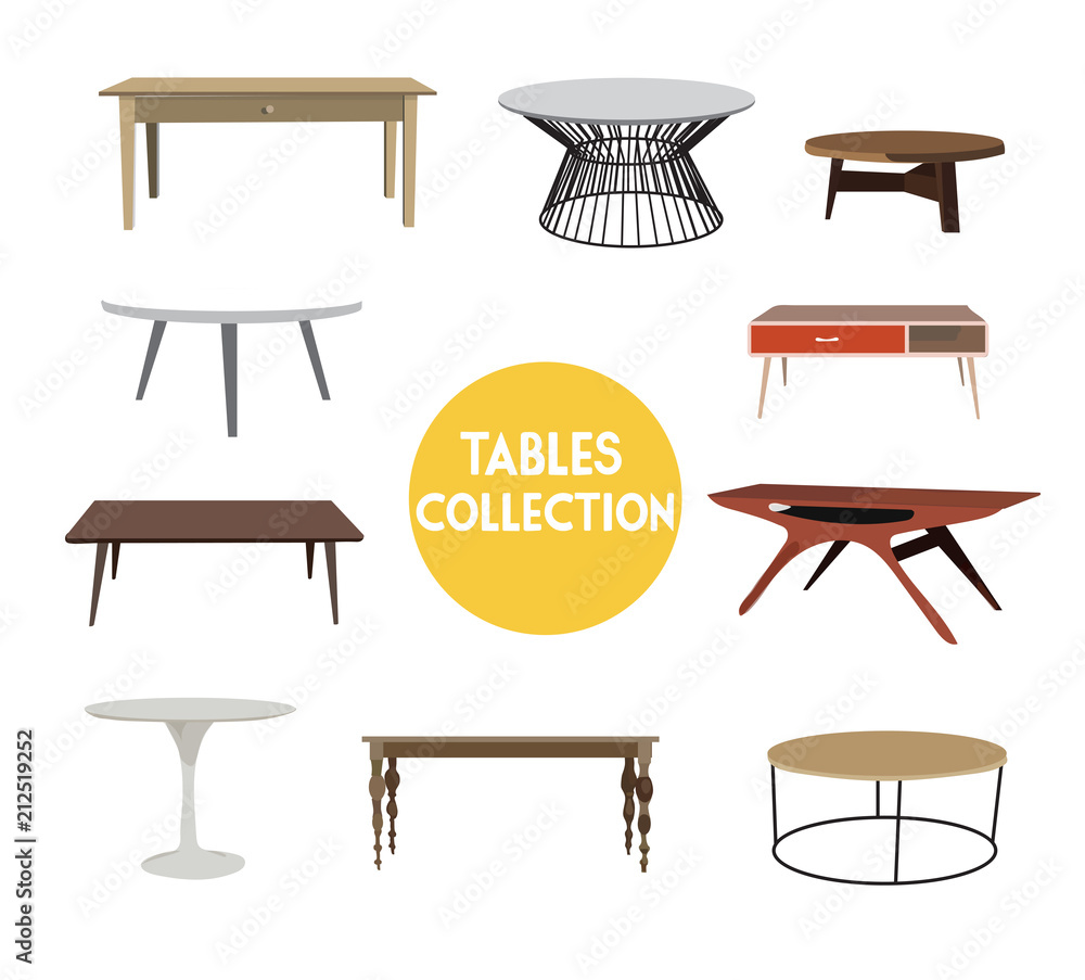 vector elements set. coffee and dining tables illustration. table ...