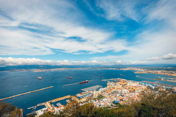 Wall Mural - View over Gibraltar city and sea port from the top of the rock