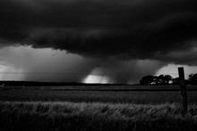 Black And White Of An Approaching Thunderstorm Across The Fields On A Farm In Raleigh North Carolina