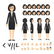 business woman character set. Full length. Different view, emotion, gesture.
