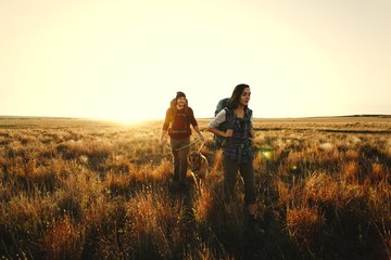 couple hiking in the wilderness