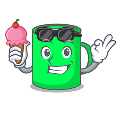 Sticker - With ice cream mug character cartoon style