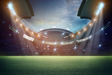 lights at night and stadium 3d render