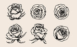 Rose Vector Lace By Hand Drawing.Beautiful Flower On Brown Background.Rose  Lace Art Highly Detailed In Line Art Style.Flower Tattoo On Vintage Paper.  Royalty Free SVG, Cliparts, Vectors, and Stock Illustration. Image  104615705.