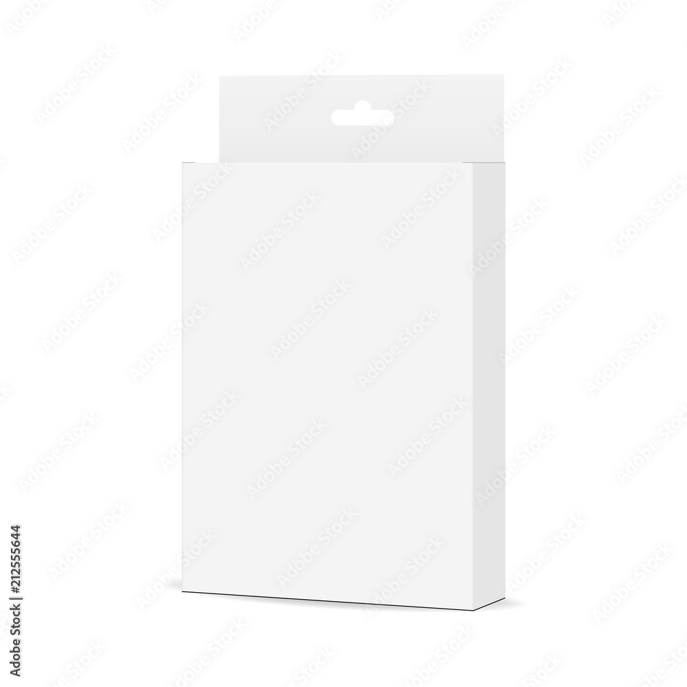 White rectangular box mock up with hanger - half side view. Vector ...
