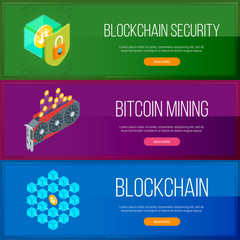 Wall Mural - Blockchain and cryptocurrency banners set