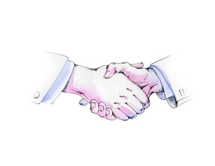 Handshake. Isolated watercolor illustration