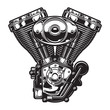 Vintage motorcycle engine template