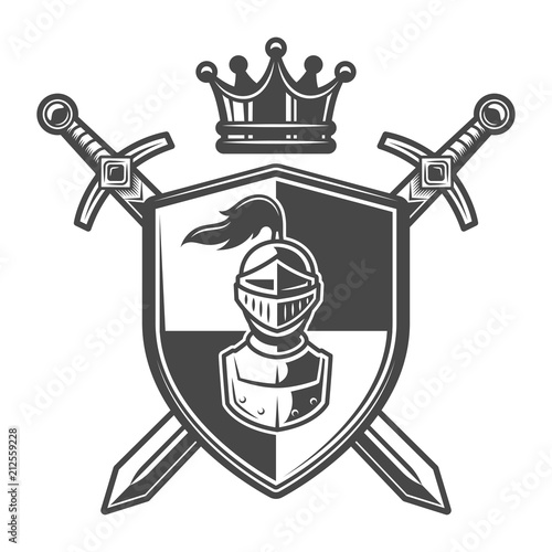 Vintage monochrome knight coat of arms