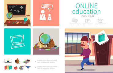 Sticker - Flat Online Education Infographic Concept