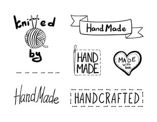 Wall Mural - vector set of handmade elements, logo design, hand drawn illustrations collection isolated.