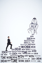 Wall Mural - word stair and businessman