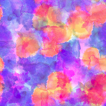 Seamless Pattern Of Pink, Blue And Purple Watercolor Blots For Background.